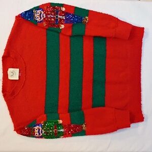 Sequined Nutcracker Oversized  Ugly Christmas Sweater Size Small Fantastic Fawn